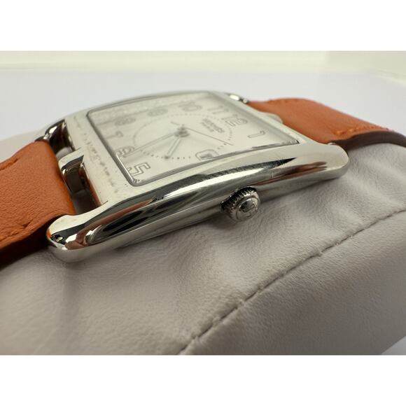 HERMES Cape Cod Orange Leather Band Watch CC2.710 - Picture 2 of 7